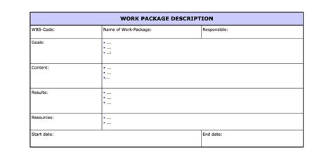 work package work package description dieprojektmanager