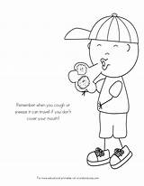 Coloring Pages Sick Germs Color Kid Kids Spreading Germ Colouring Child Drawing Mouth Kindergarten Covering Health School Grade Worksheets Sheets sketch template
