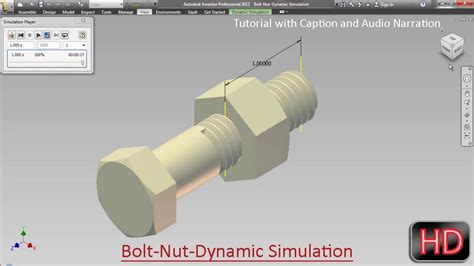 bolt nut dynamic simulation autodesk inventor youtube