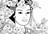Coloring Japan Geisha Coloriage Pages Japon Garden Girl Adult Therapy Jardin Stress Anti Japonais Imprimer Life Coloriages Colorier Dessin Choose sketch template