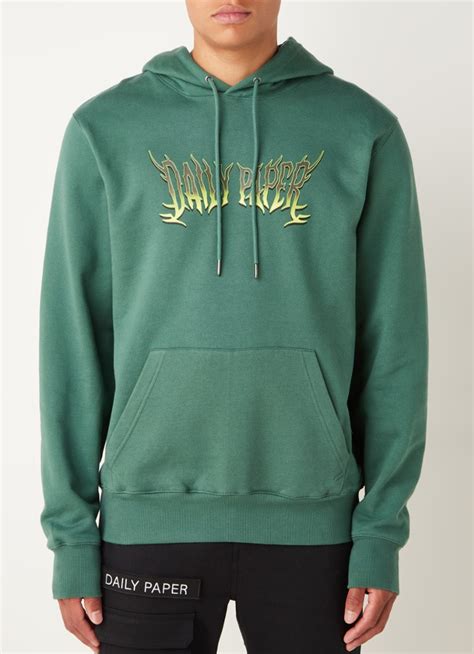 daily paper logan hoodie met logoprint groen de bijenkorf