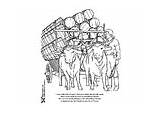 Coloring Oxen Cart Pole Totem sketch template
