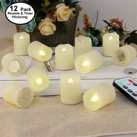 led tea lights flameless candles electric tealights  remote  timer unscented outdoor