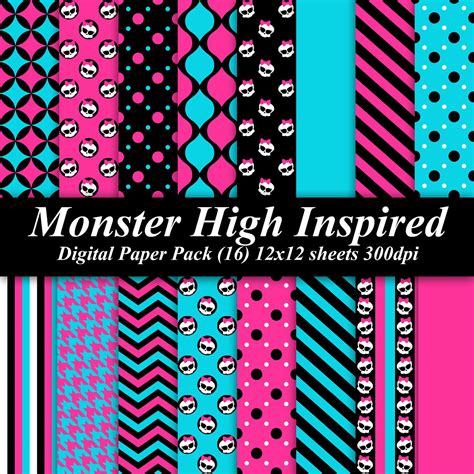 Buy 2 Get 1 Free Monster High Inspired Digital Paper