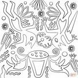 Coloring Huichol Figures Abstract Pages Printable sketch template