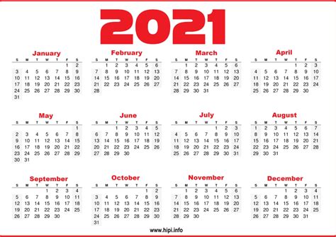 printable yearly calendar  hipiinfo