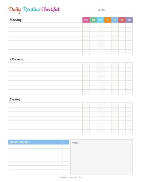 printable daily checklist    list templates