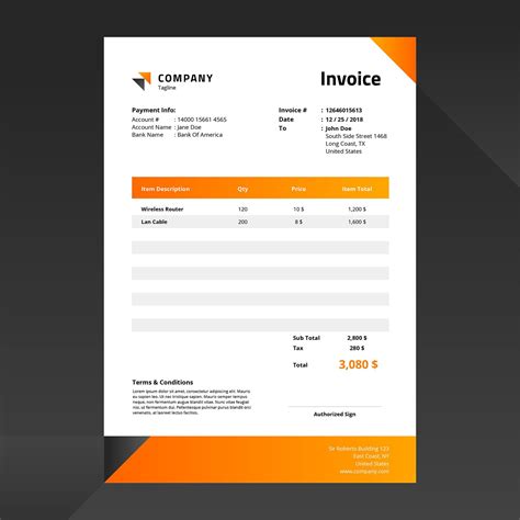 orange invoice template simple    vectors clipart graphics vector art