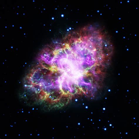 hubble image   week crab nebula  bright neon colors