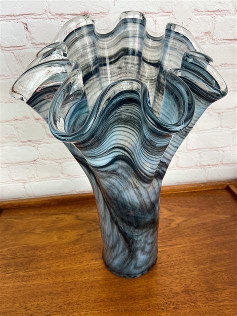 Lavorazione Arte Murano Glass Vase Murano Glass Murano Vase Ruffled