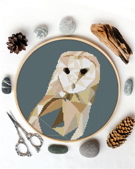 barn owl cross stitch pattern  woodland forest birds etsy  xxx