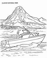 Coloring Boat Pages Boats Park Parks National Glacier Kids Printable Motor Lake Sheets Print Mountain Power Color Speed Printables Colouring sketch template