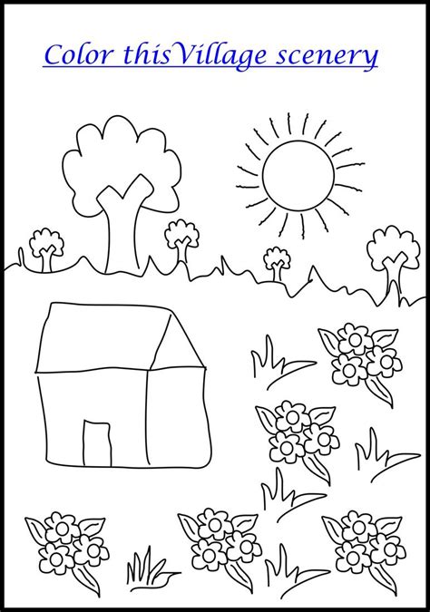 scenery  kids colouring coloring page   day