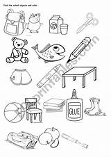 Objects School Find Color Worksheet Worksheets Preview sketch template