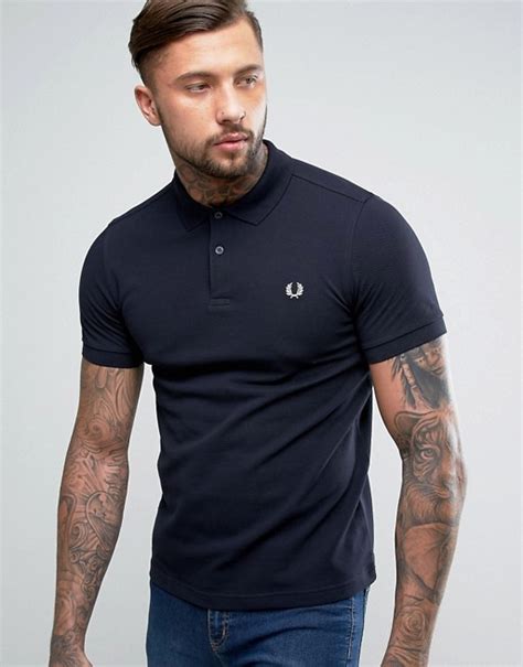 Fred Perry Slim Fit Plain Polo In Navy Asos