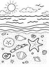 Coloring Pool Sea Tide Pages Beach Shells Ocean Under Colour Class Preschool Colors Drawing Book Kids Designlooter Summer Worksheets Cut sketch template