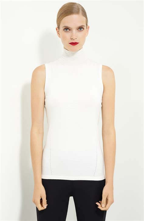 Donna Karan New York Sleeveless Mock Neck Top In White Ivory Lyst