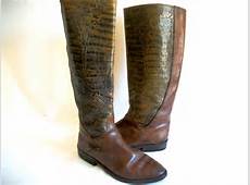 Womens vintage boots Italian leather crocodile or by GoldDustGoods