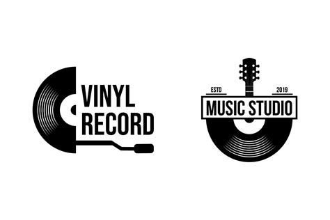 vinyl record logo template vector  icon  emblem  vector