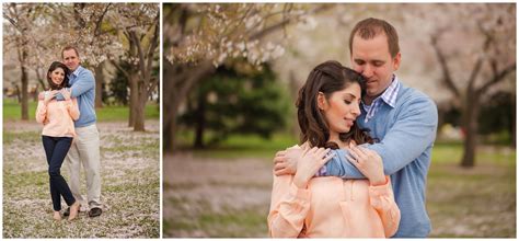 a cherry blossom engagement session with alex and tim
