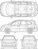 Renault Scenic Grand 2005 Blueprints Minivan Blueprint Dimensions Blueprintbox Xuv Utility Crossover Gator Vehicles sketch template
