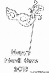 Gras Mardi Coloring Pages Printable Color Mask Print sketch template