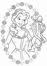 Coloring Princess Pages Belle Disney Rapunzel Christmas sketch template