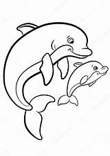 Zeedieren Dolfijn Kleurplaten Delfino Marini Moeder Selvatici Schattige sketch template