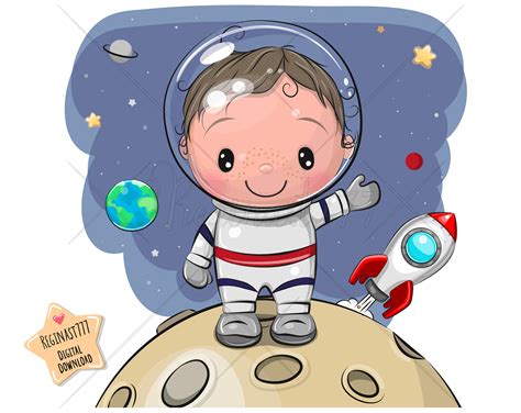 cute astronaut clipart astronaut clip art cute kids print etsy