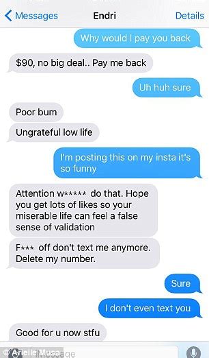 woman shares crazy text rant from tinder date after saying no to sex