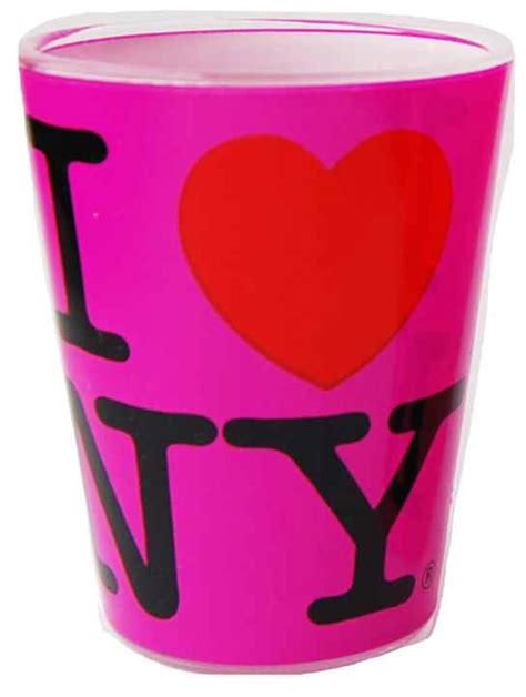 i love ny neon pink shot glass