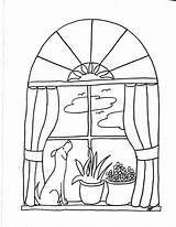 Window Sill Dog Coloring sketch template