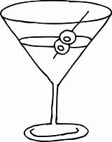 Glass Martini Line Clip Coloring Sweetclipart sketch template