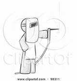 Welding Man Protective Sketched Mascot Wearing Gear Illustration Welder Royalty Clipart Leo Blanchette Rf Skull Template Sketch sketch template