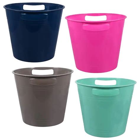 plastic storage buckets  slotted handles   storage buckets trash