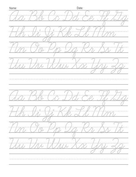 tracing cursive letters worksheets  dot  dot  tracing website