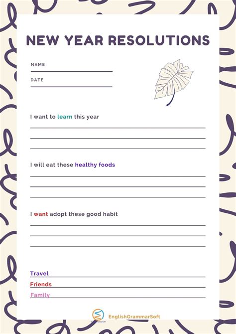 year resolution printables    templates updated