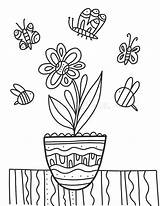 Potted Insects Butterflies Bees sketch template