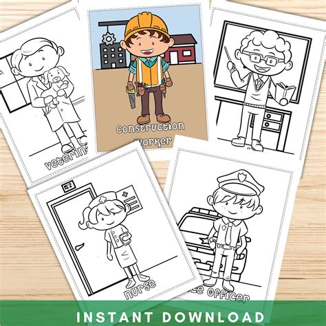 occupation coloring pages  kids job coloring pages etsy coloring