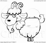 Goat Cartoon Beard Horns Clipart Outlined Coloring Vector Thoman Cory Regarding Notes sketch template
