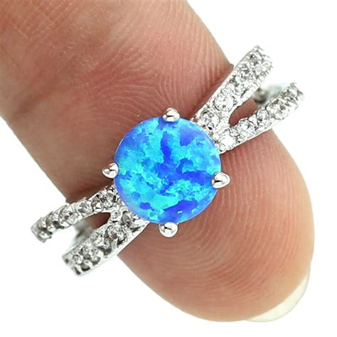 haimis shining 8mm blue fire opal aaa cz women fashion silver plated