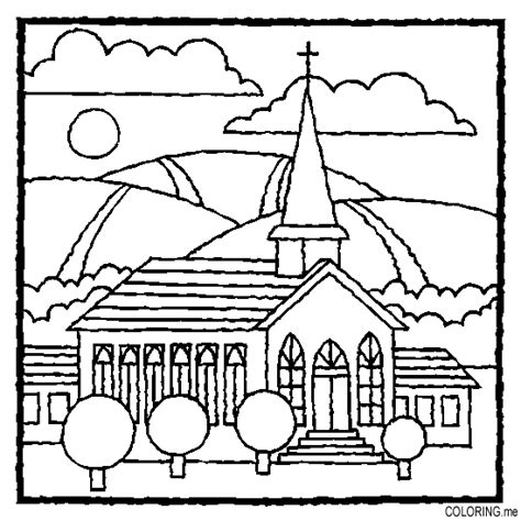 coloring page church coloringme