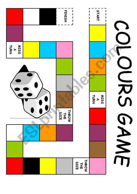 colours board game esl worksheet  edurnetudela