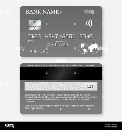 Realistic Detailed Credit Card Front And Back Side Template Stock