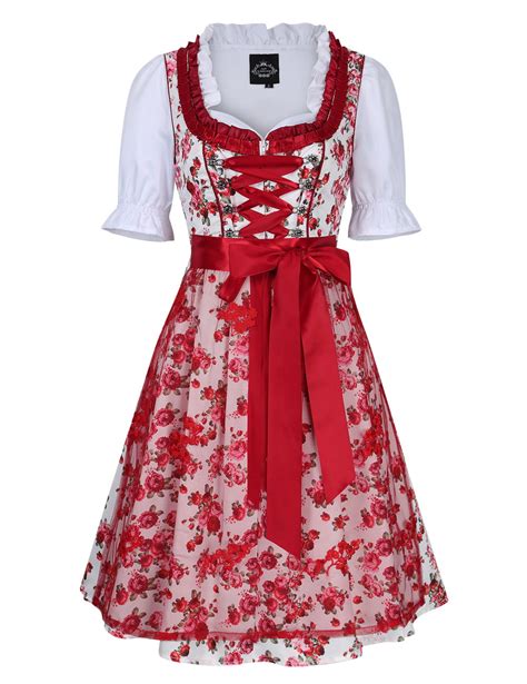 Women S German Dirndl Dress 3 Pieces Oktoberfest Costumes With Lace