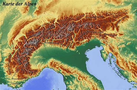 topografische karte der alpen physicalmaporg