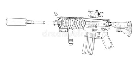 machine gun  illustration stock illustration illustration  profile outline