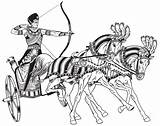 Chariot Egyptian Egypt Vector Horses Ancient Pharaoh Warrior Two Bow Illustration Pulled Carrying Wheeled Horse Armed Chinese Preview sketch template