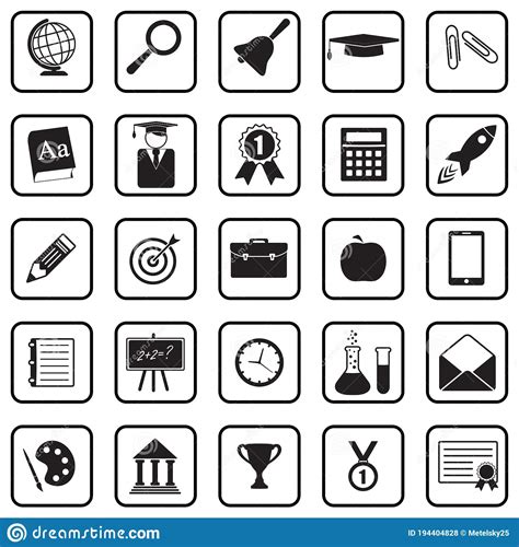 school  education icon set teaching  learning symbols vector
