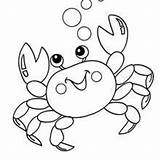 Crab Coloring Pages Crustacean Creature Delicious Smiling Cute sketch template